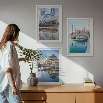 Architektura měst na vodě sada 3 obrazů