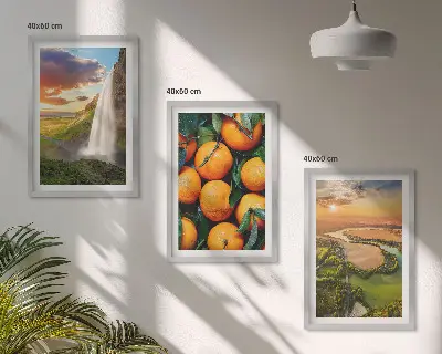 Sada obrazů do obývacího pokoje vodopád a oranžové hory