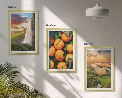Sada obrazů do obývacího pokoje vodopád a oranžové hory
