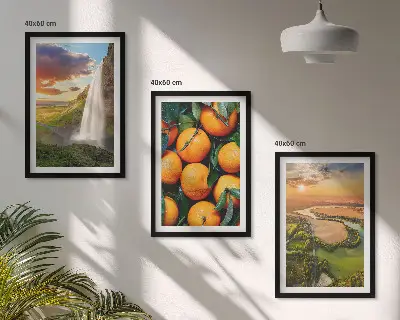 Sada obrazů do obývacího pokoje vodopád a oranžové hory