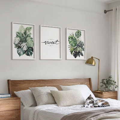 Kompozice obrazů na stěnu Rostliny s nápisem Sweet Home