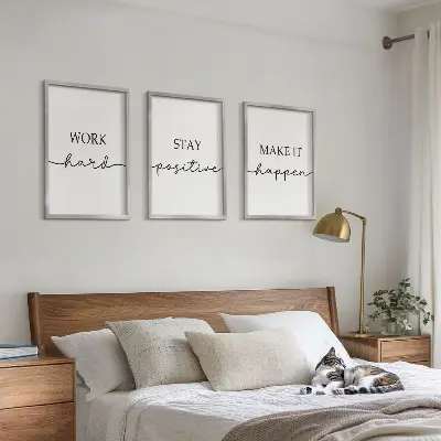 Sada obrazů do obývacího pokoje s minimalistickými motivačními nápisy