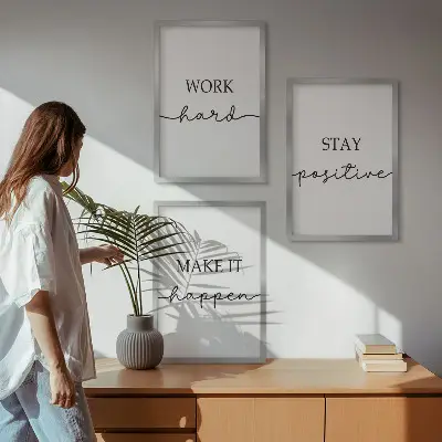 Sada obrazů do obývacího pokoje s minimalistickými motivačními nápisy