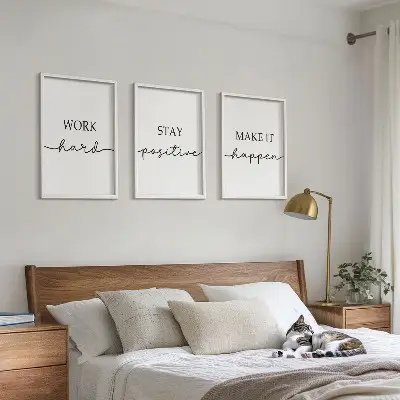 Sada obrazů do obývacího pokoje s minimalistickými motivačními nápisy