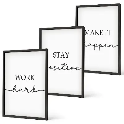 Sada obrazů do obývacího pokoje s minimalistickými motivačními nápisy