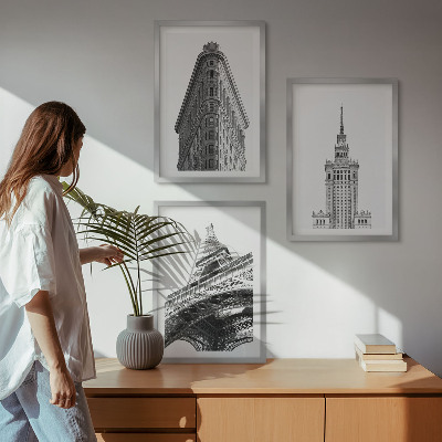 Kompozice obrazů na stěnu Architektonické černobílé budovy