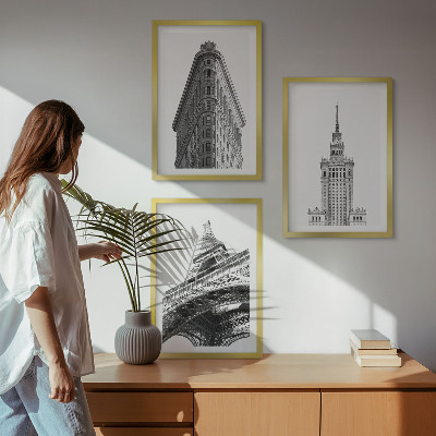 Kompozice obrazů na stěnu Architektonické černobílé budovy