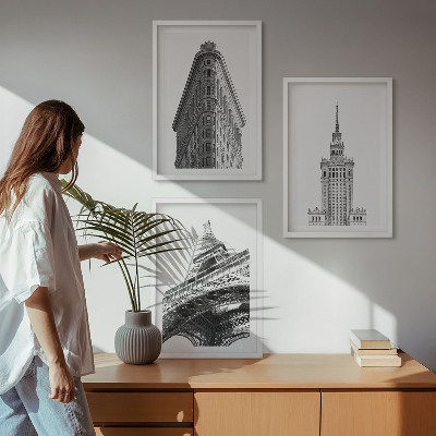 Kompozice obrazů na stěnu Architektonické černobílé budovy