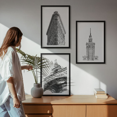 Kompozice obrazů na stěnu Architektonické černobílé budovy