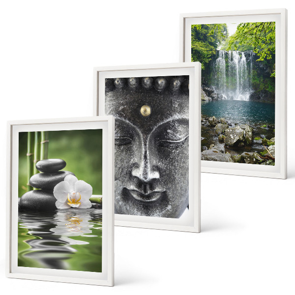 Sada obrazů do obývacího pokoje Harmonie kamenů vodní Buddha