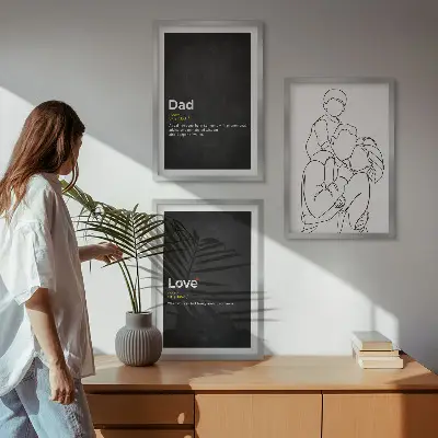 Sada obrazů do obývacího pokoje rodinné linie s motivem lásky a otcovství