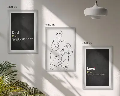 Sada obrazů do obývacího pokoje rodinné linie s motivem lásky a otcovství