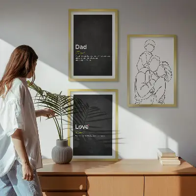Sada obrazů do obývacího pokoje rodinné linie s motivem lásky a otcovství
