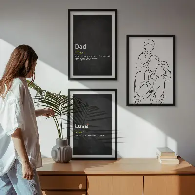 Sada obrazů do obývacího pokoje rodinné linie s motivem lásky a otcovství