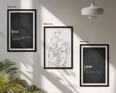 Sada obrazů do obývacího pokoje rodinné linie s motivem lásky a otcovství