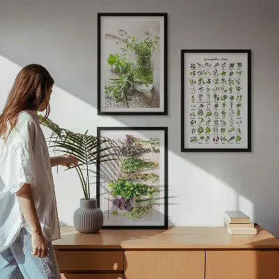 Sada obrazů do obývacího pokoje se sušenými bylinkami do kuchyně