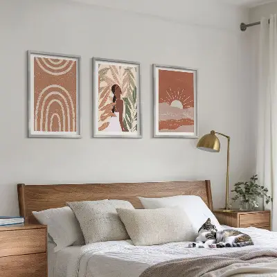 Sada 3 obrazů boho abstraktní tvary