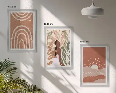 Sada 3 obrazů boho abstraktní tvary