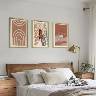 Sada 3 obrazů boho abstraktní tvary