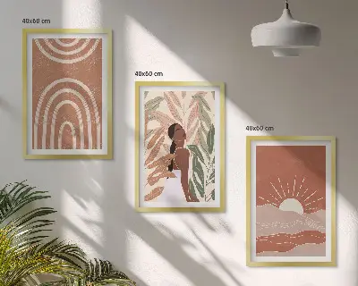 Sada 3 obrazů boho abstraktní tvary