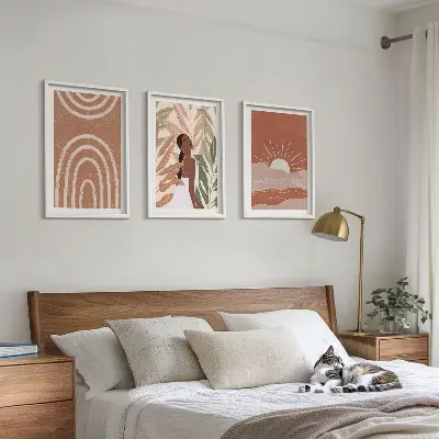 Sada 3 obrazů boho abstraktní tvary