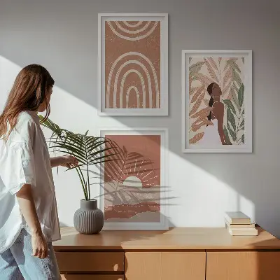 Sada 3 obrazů boho abstraktní tvary