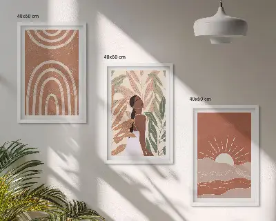 Sada 3 obrazů boho abstraktní tvary