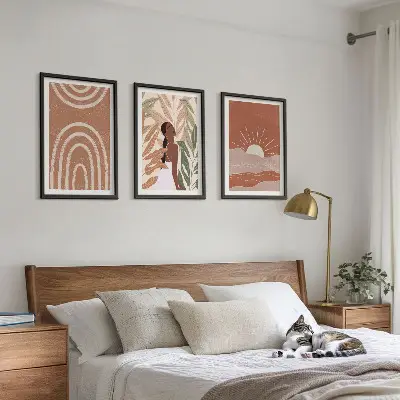 Sada 3 obrazů boho abstraktní tvary