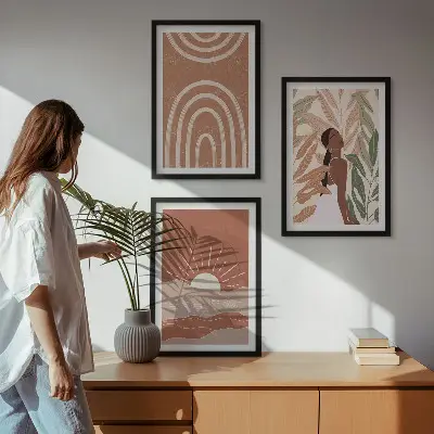 Sada 3 obrazů boho abstraktní tvary