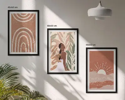 Sada 3 obrazů boho abstraktní tvary
