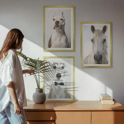 Sada 3 obrazů elegantní portréty psů a koní