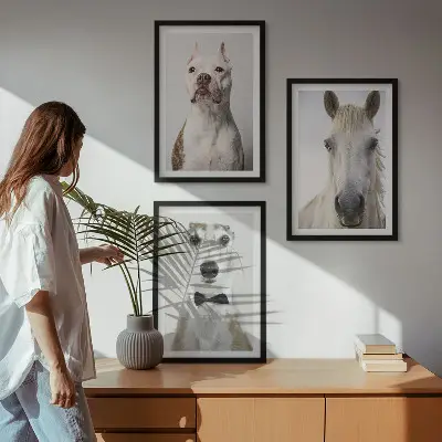 Sada 3 obrazů elegantní portréty psů a koní