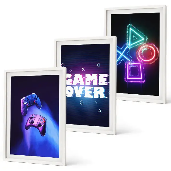 Sada obrazů do obývacího pokoje Gamepady Game Over