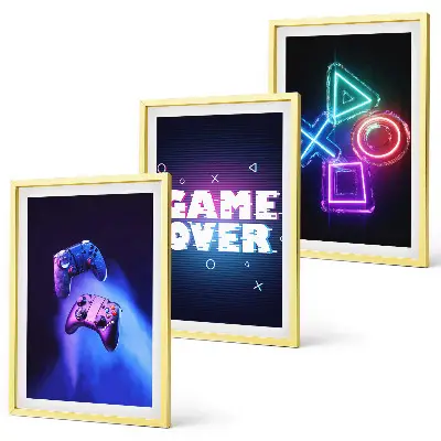 Sada obrazů do obývacího pokoje Gamepady Game Over