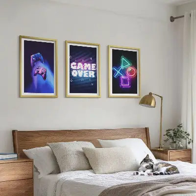 Sada obrazů do obývacího pokoje Gamepady Game Over