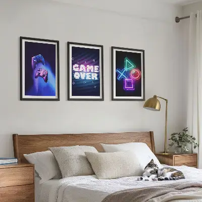 Sada obrazů do obývacího pokoje Gamepady Game Over