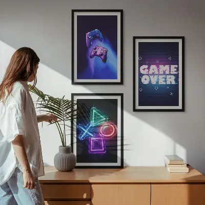 Sada obrazů do obývacího pokoje Gamepady Game Over