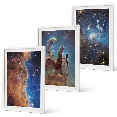 Sada obrazů do obývacího pokoje vesmírné krajiny galaxií