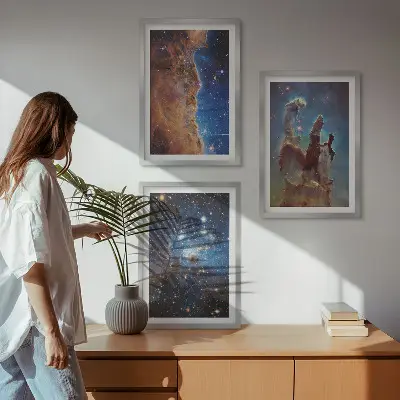 Sada obrazů do obývacího pokoje vesmírné krajiny galaxií
