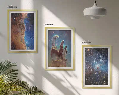 Sada obrazů do obývacího pokoje vesmírné krajiny galaxií