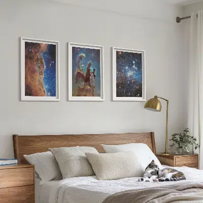 Sada obrazů do obývacího pokoje vesmírné krajiny galaxií