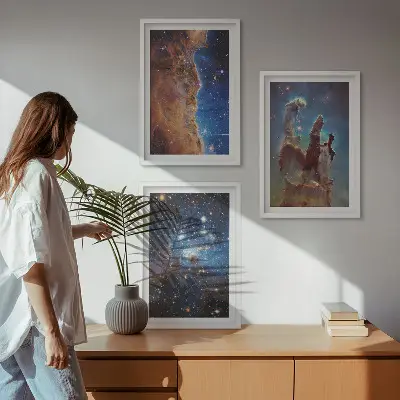 Sada obrazů do obývacího pokoje vesmírné krajiny galaxií