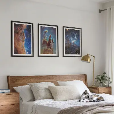Sada obrazů do obývacího pokoje vesmírné krajiny galaxií
