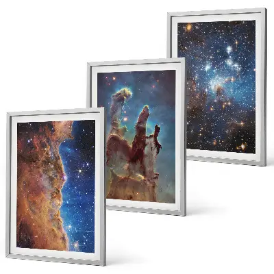 Sada obrazů do obývacího pokoje vesmírné krajiny galaxií