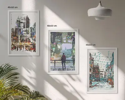 Barevné postavy moderních měst sada 3 obrazů