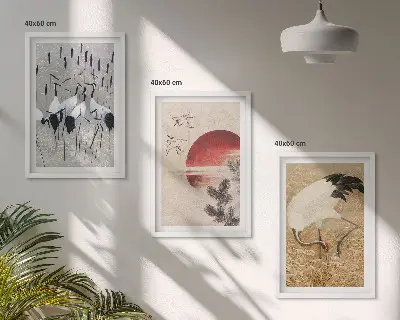 Japonské jeřáby v krajině sada 3 obrazů