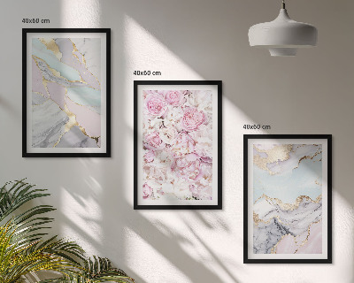 Sada obrazů do obývacího pokoje Růžové květy mramorový pastel