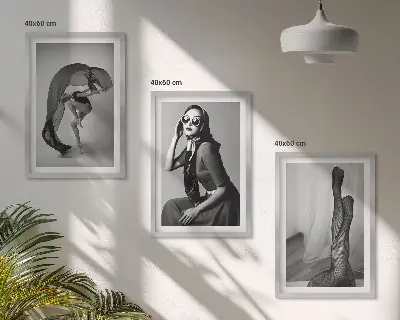 Sada obrazů do obývacího pokoje černobílé portréty žen