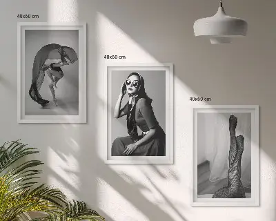 Sada obrazů do obývacího pokoje černobílé portréty žen
