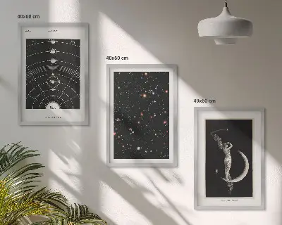 Sada 3 obrazů noční sluneční soustava